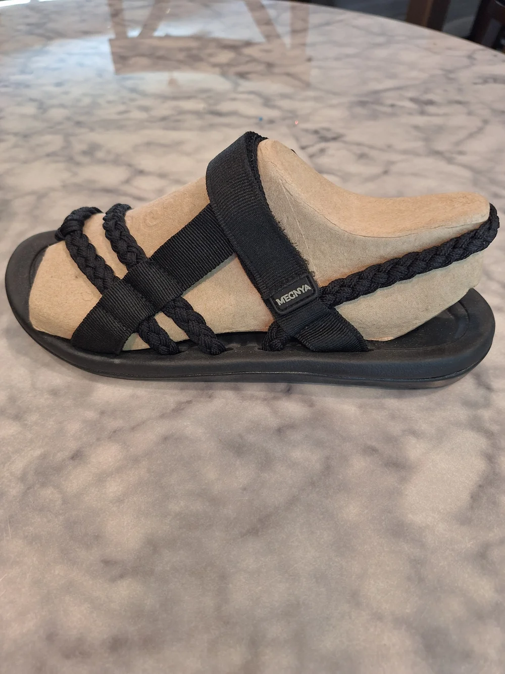 Black Braided Strappy Women’s Sandals - Comfortable Everyday Wear 12M.New